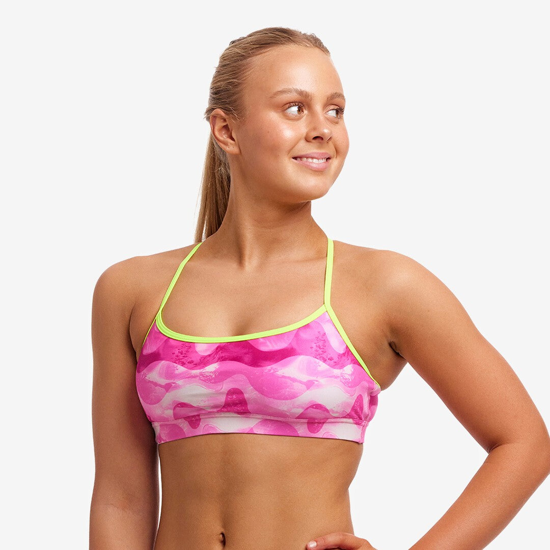 Funkita - Pink Caps - Ladies Swim Crop Top