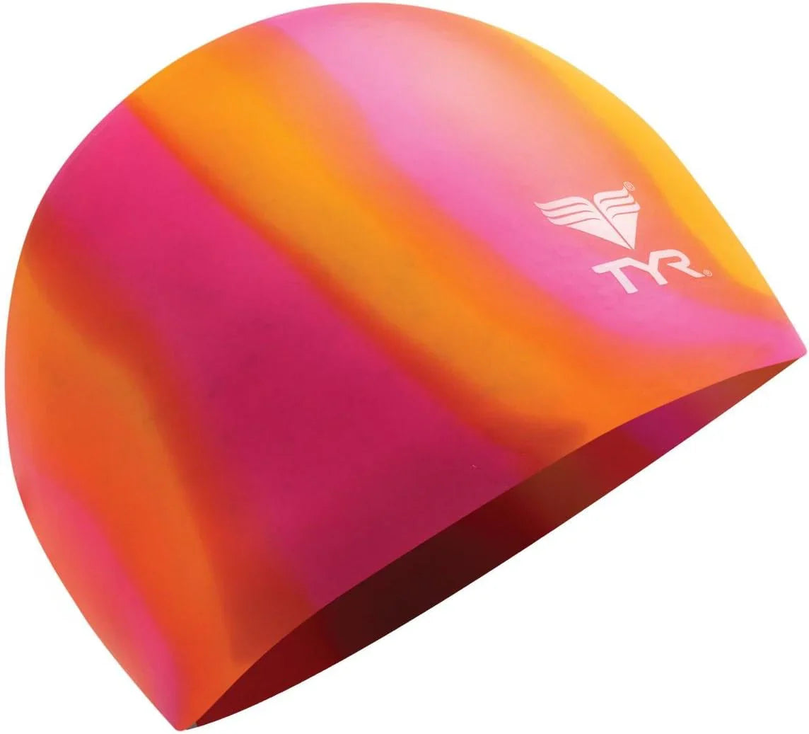 TYR SILICONE SWIM CAP - ORANGE/PINK image 0