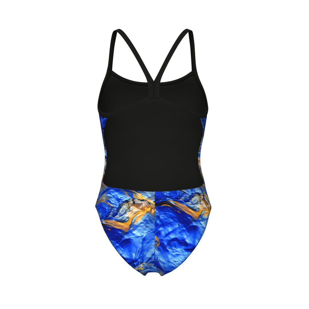 Arena Womens Challenge Back Swimsuit - Gold Leaves image 5