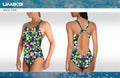 Umiko Grey/Pink Triangle – Swimming costume- Wide strap image 0