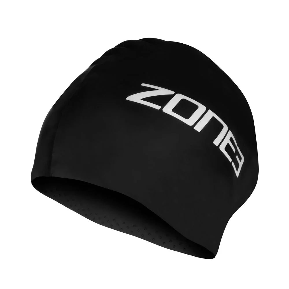 ZONE 3 Extra Long Hair Silicone Swim Cap - Black image 0
