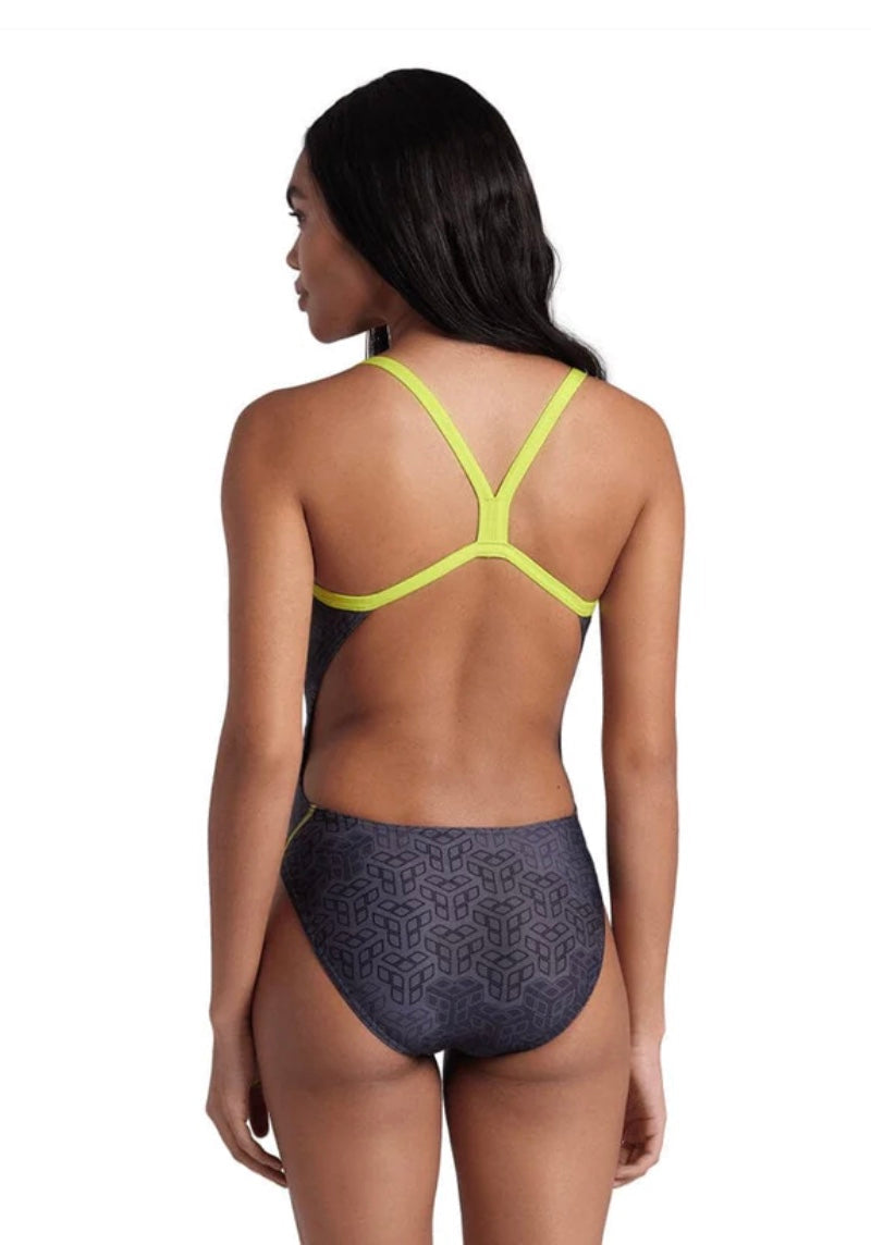 Arena Womens Camo Kikko Challenge Back One Piece - Soft Green / Black Multi image 2