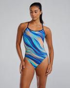 TYR DURAFAST ELITE® WOMEN'S TRINITYFIT SWIMSUIT - RIPTIDAL- Teal / Orange image 0