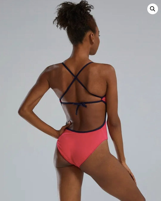 TYR DURAFAST ONE® WOMEN’S CROSSCUT TIEBACK SWIMSUIT – Pink/Navy image 0