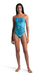 Arena Womens Camo Kikko Challenge Back One Piece- Red/Multi image 3