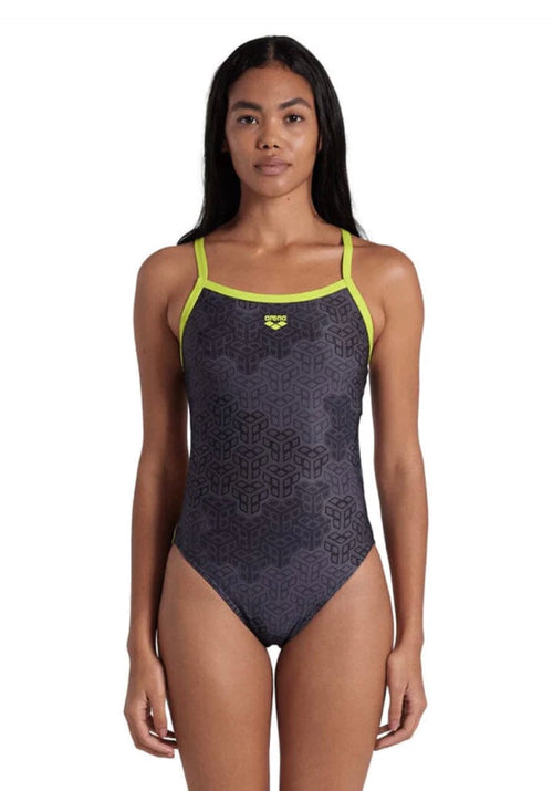 Arena Womens Camo Kikko Challenge Back One Piece - Soft Green / Black Multi image 0