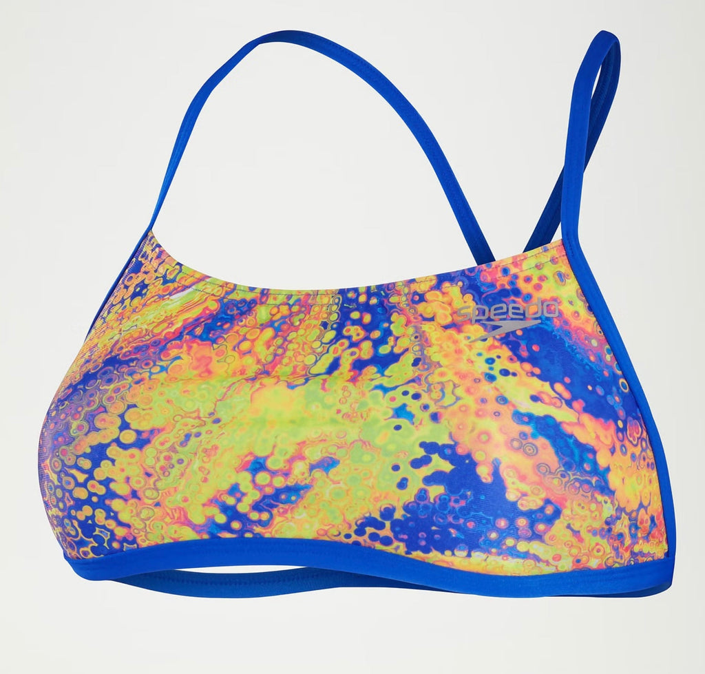 Speedo - Women's Club Training Allover Digital Cross Back Crop Top Green/Mango image 0