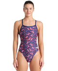 Arena - WOMENS ESCAPE CHALLENGE BACK SWIMSUIT - Navy/Red image 0