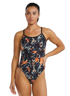 TYR Durafast Elite Crosscut Tieback Swimsuit - Orange/Aqua/Black image 0