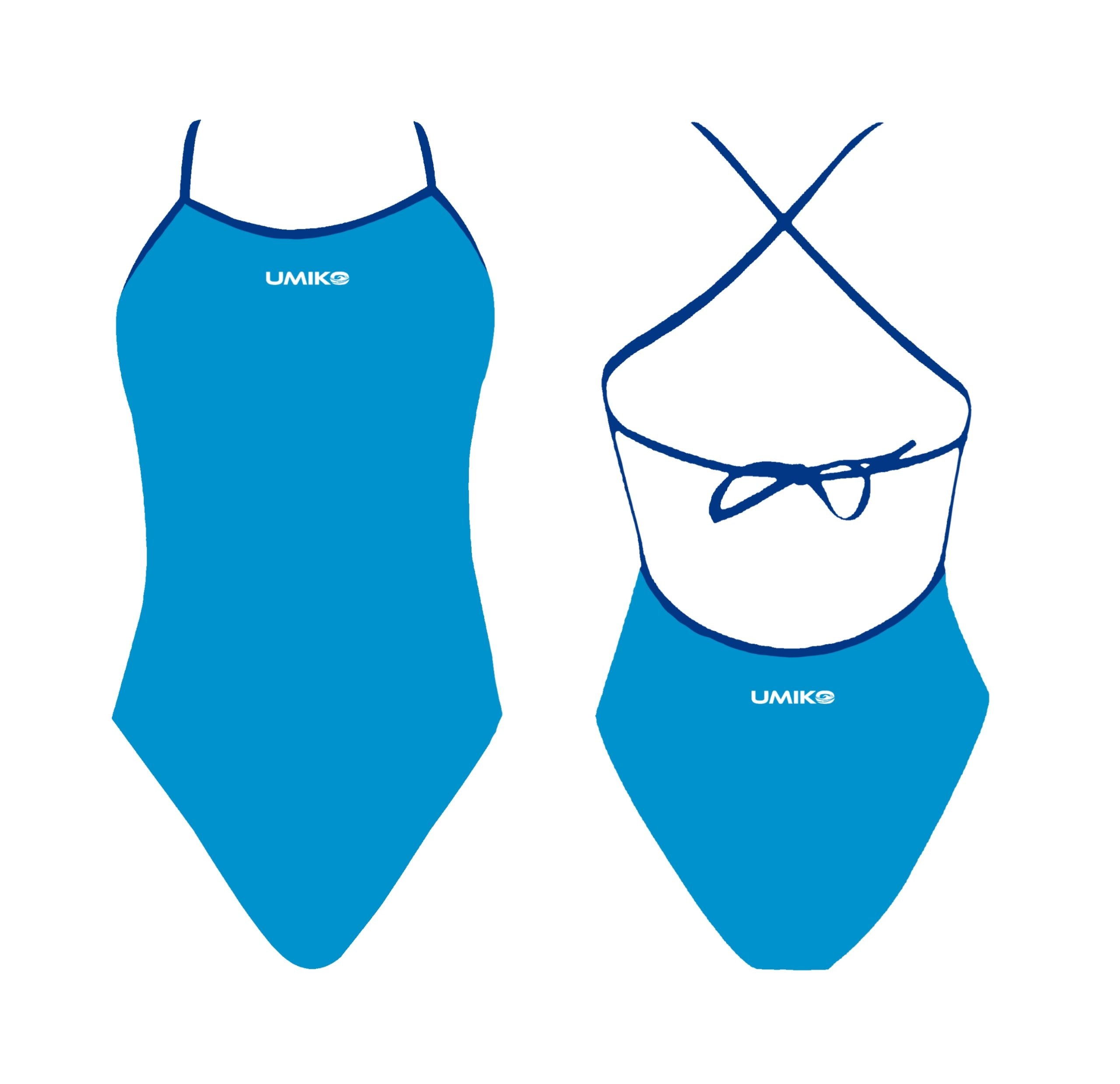 Umiko -  Two Tone Tie Back Swimming Costume - Light Blue/Royal image 0