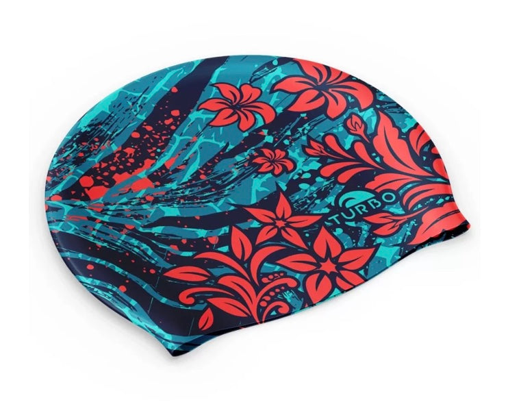 Turbo Silicone Swim Cap - Hibiscus Wave image 0