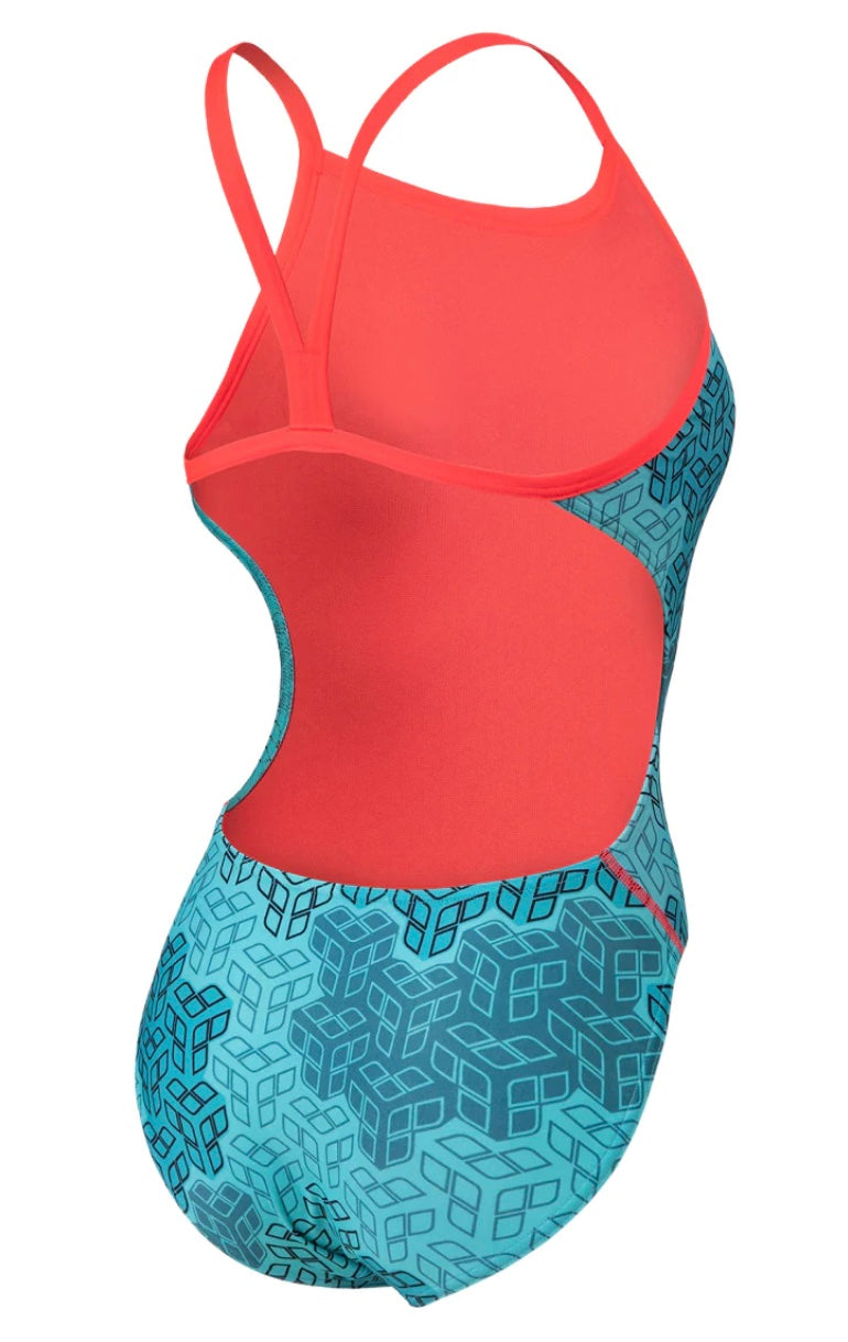 Arena Womens Camo Kikko Challenge Back One Piece- Red/Multi image 4