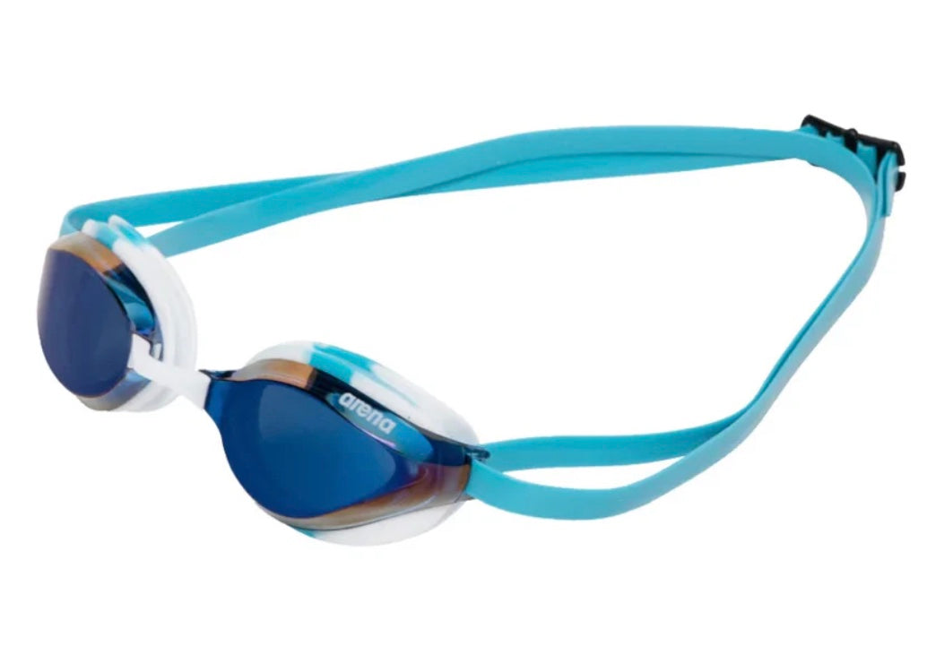 ARENA PYTHON MIRROR GOGGLES - Blue Mirror - White- Sky – Wyvern Swimwear