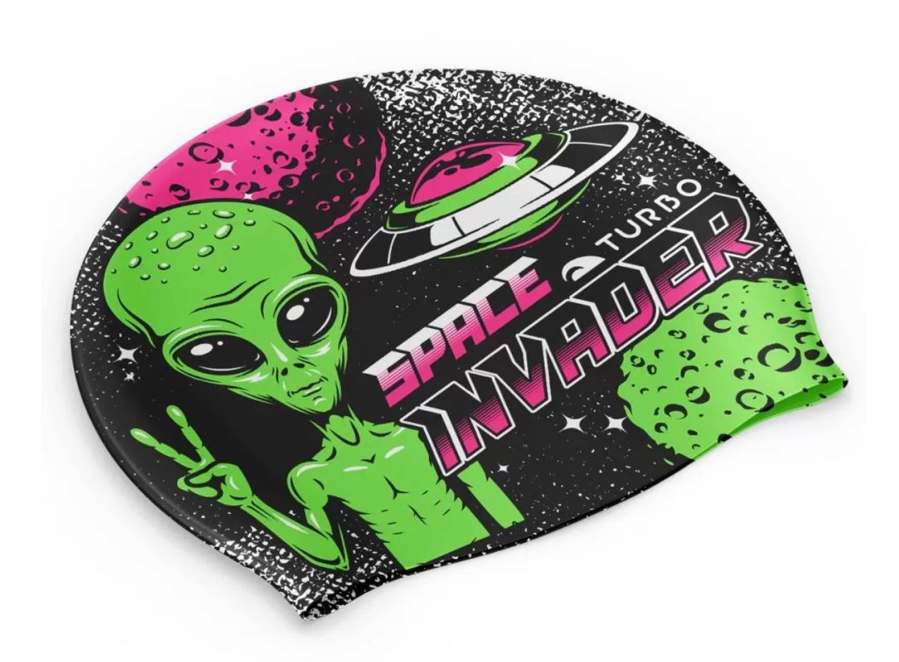 Turbo Silicone Swim Cap - Space Invader image 0