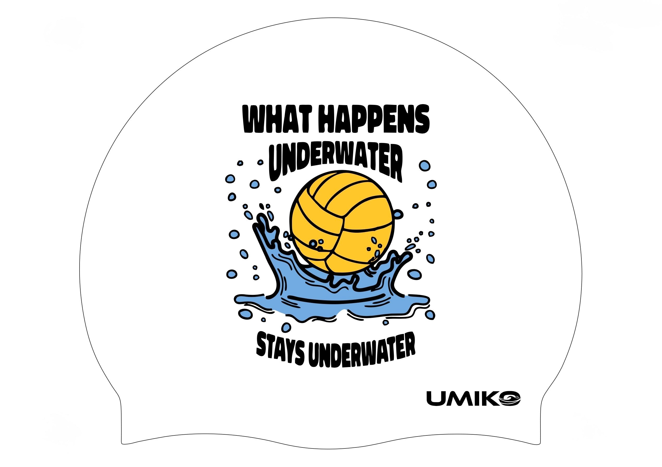 New What Happens Underwater Premium Silicone Swim Cap - Umiko image 0