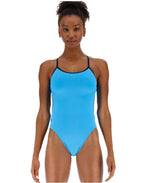 TYR DURAFAST ONE® WOMEN’S CROSSCUT TIEBACK SWIMSUIT – Blue/Navy image 0