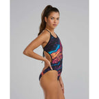 TYR Durafast Elite Crosscut Tieback Swimsuit - Gold/Mtl/Rainbow image 2