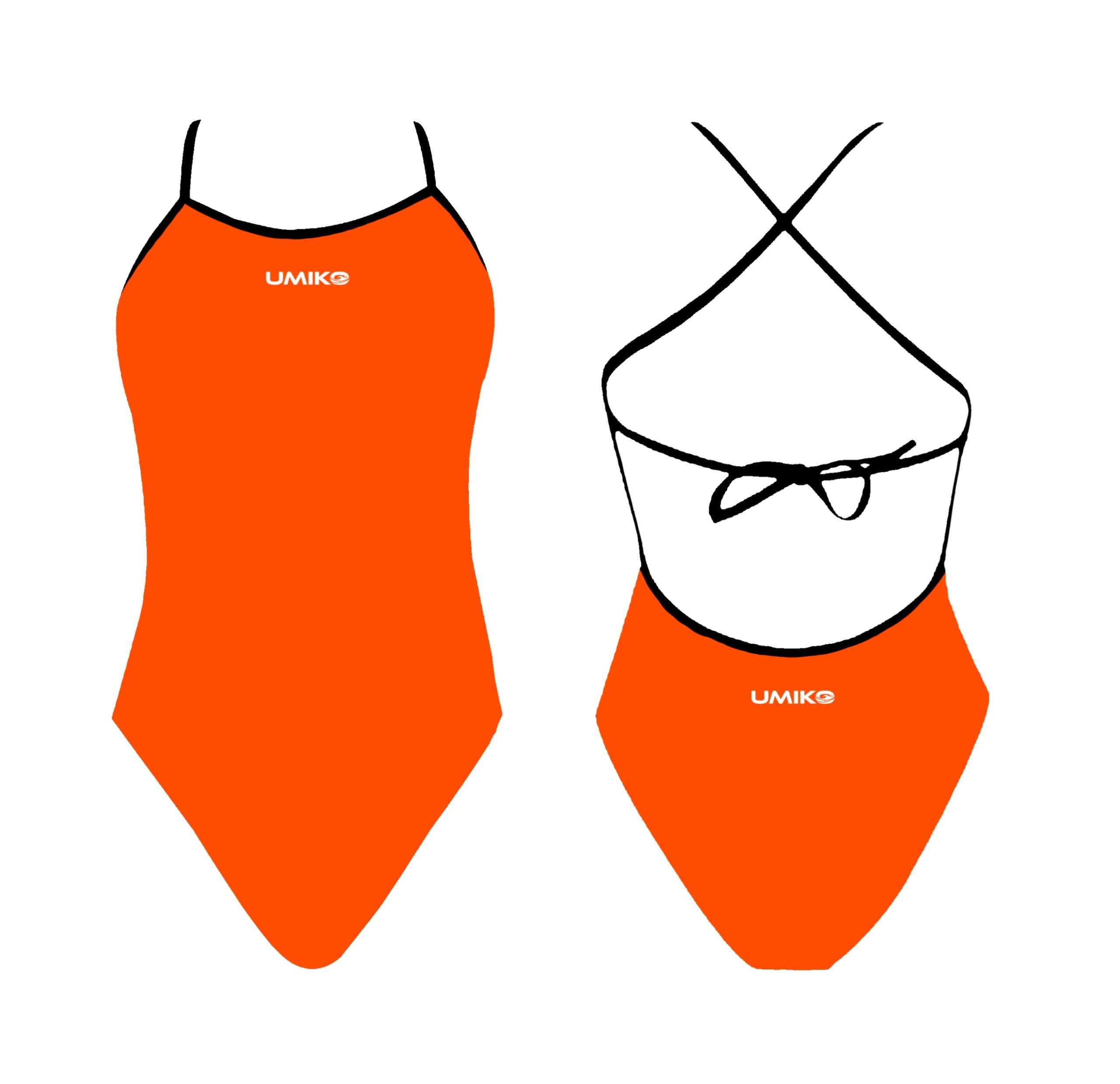 Umiko -  Two Tone Tie Back Swimming Costume - Fluorescent Orange/Black image 0