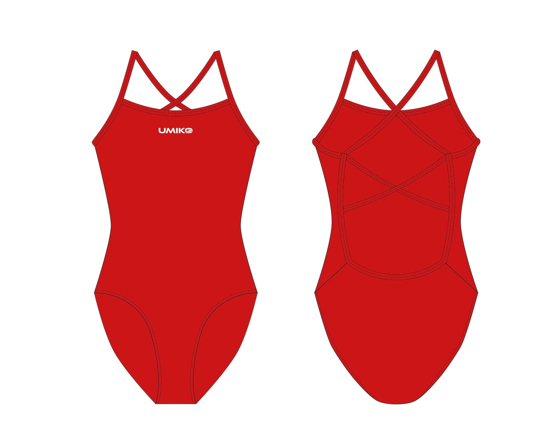 Umiko -  X Back Swimming Costume - Red Pepper image 0