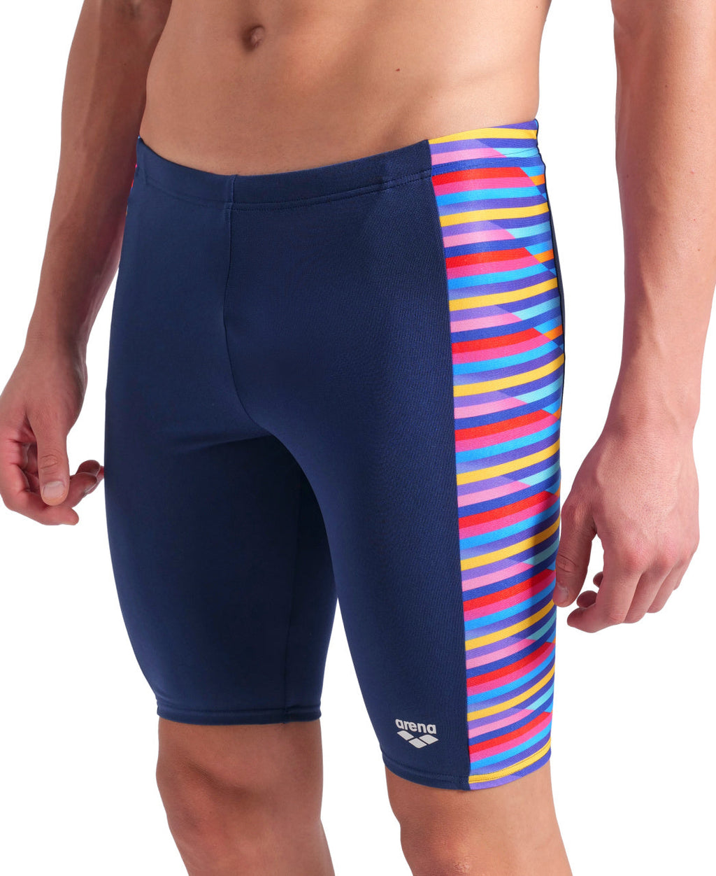 Arune Raciene Arena - Racing Stripe Men's Jammer - Navy/Multi – Wyvern Swimwear