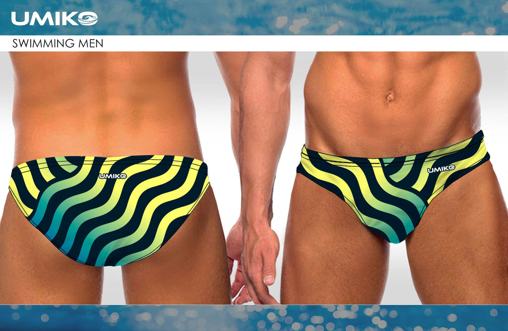 Ripple Turquoise / Lemon  Water polo trunks – Umiko image 0
