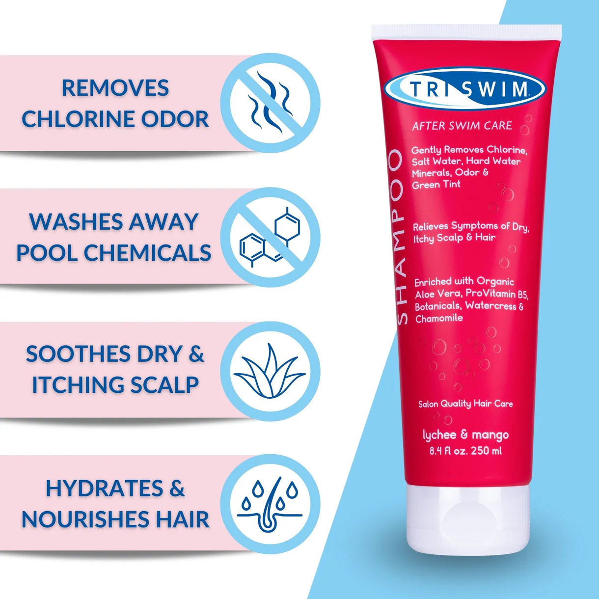 Triswim Chlorine Removal Shampoo - Lychee & Mango - 250ml