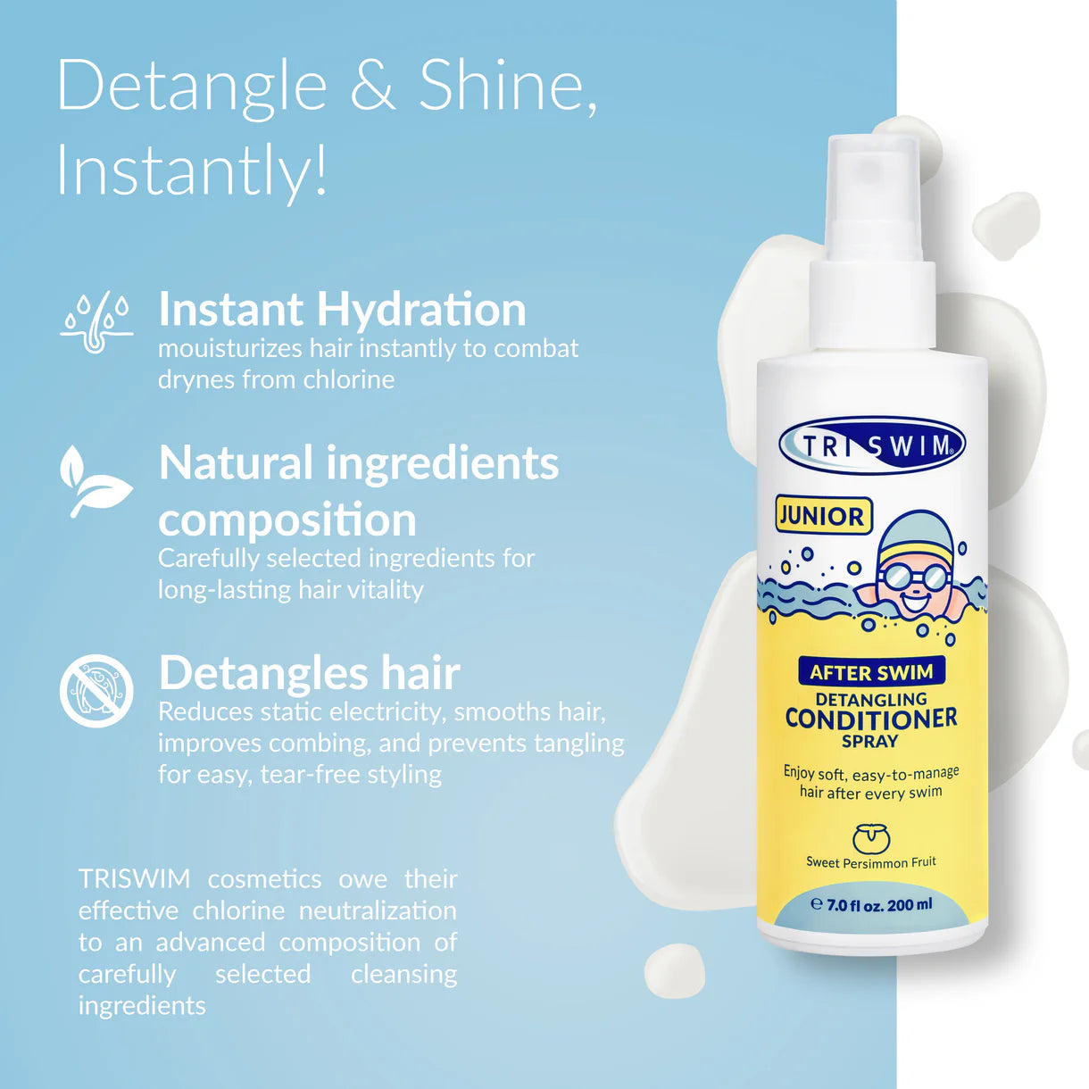 Triswim Junior After Swim Detangling Conditioner Spray - Sweet Persimmon Fruit - 200ml