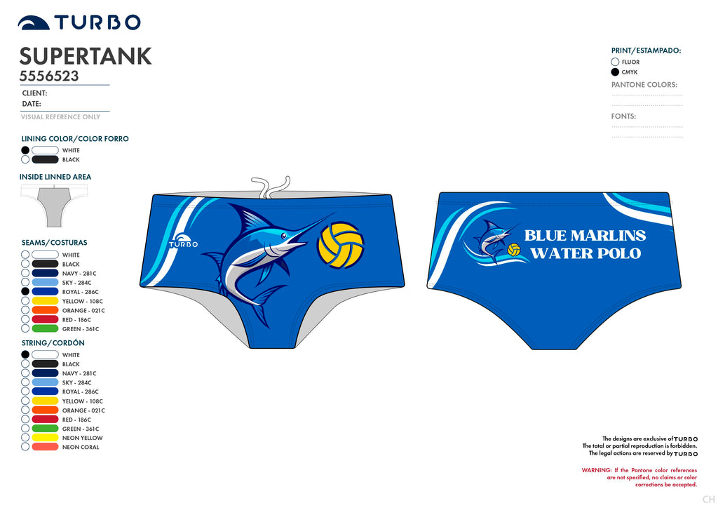 Blue Marlins- Super Tank Swimming Trunk - Turbo