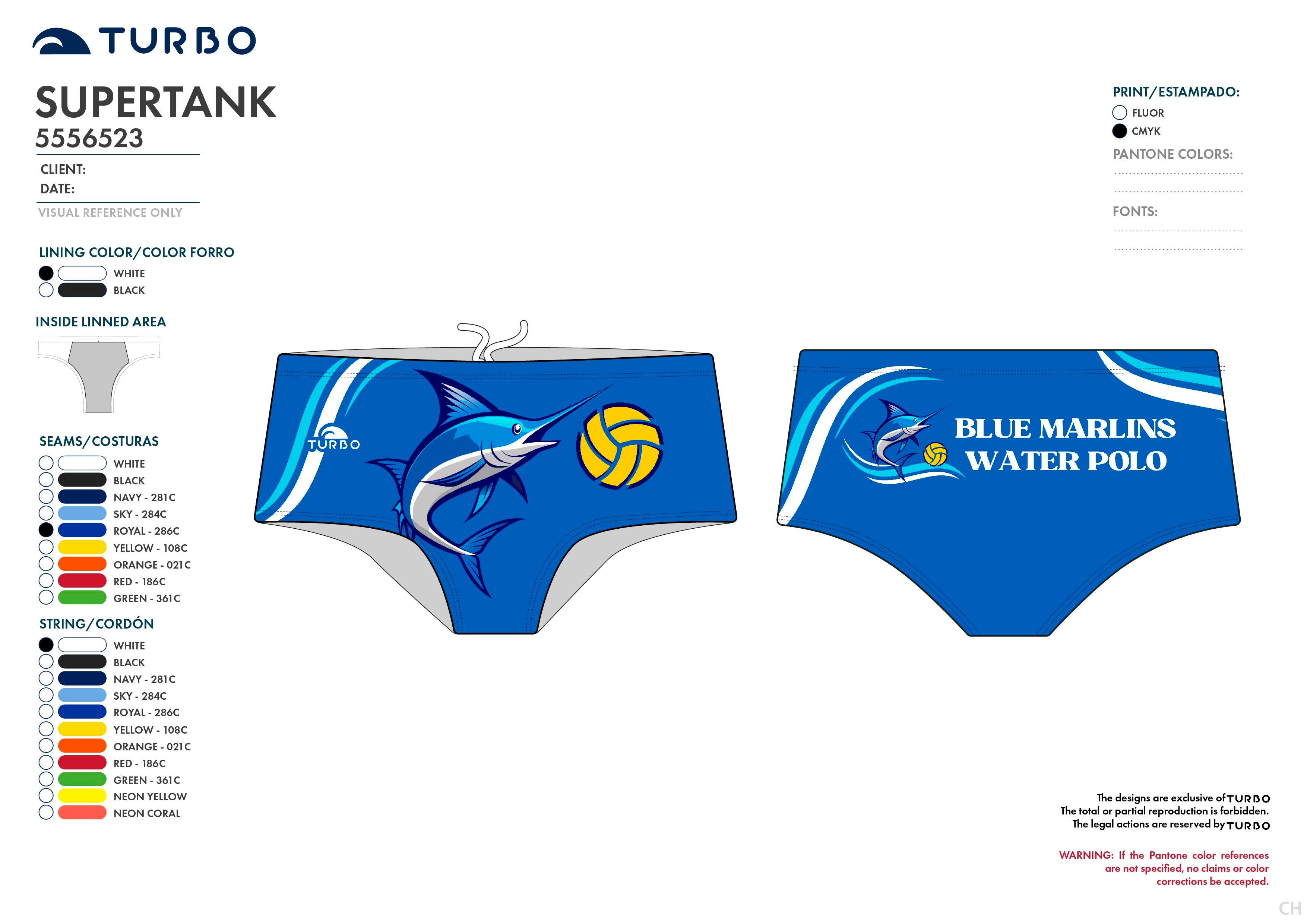 Blue Marlins- Super Tank Swimming Trunk - Turbo