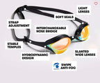 Arena Cobra Ultra Swipe Mirror Goggles- Yellow Copper/Black