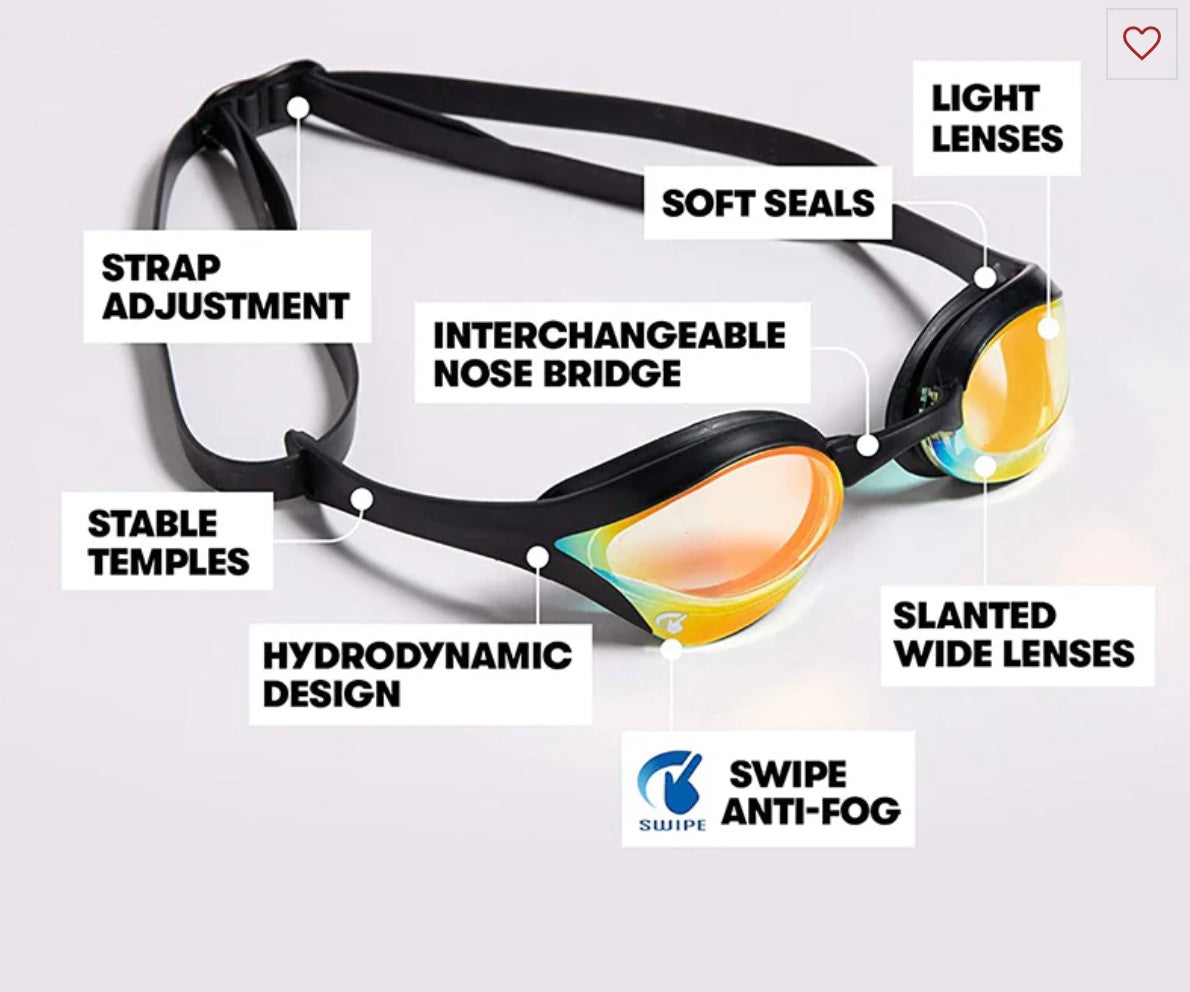 Arena Cobra Ultra Swipe Mirror Goggles- Yellow Copper/Black