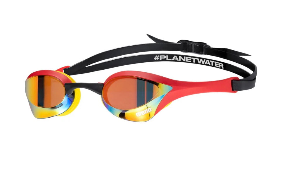 Arena Cobra Ultra Swipe Mirror - Gold/ Red