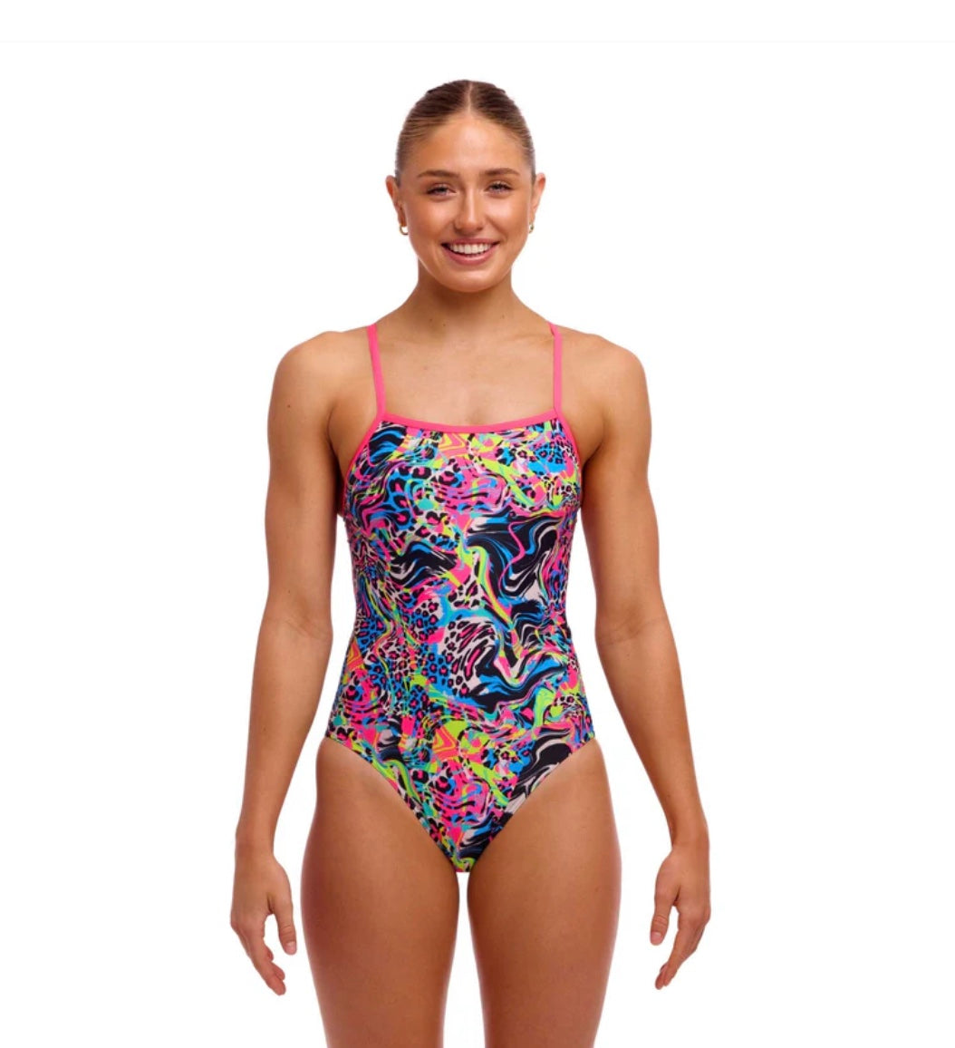 Funkita - Lolly Leopard - Ladies Eco Single Strap One Piece