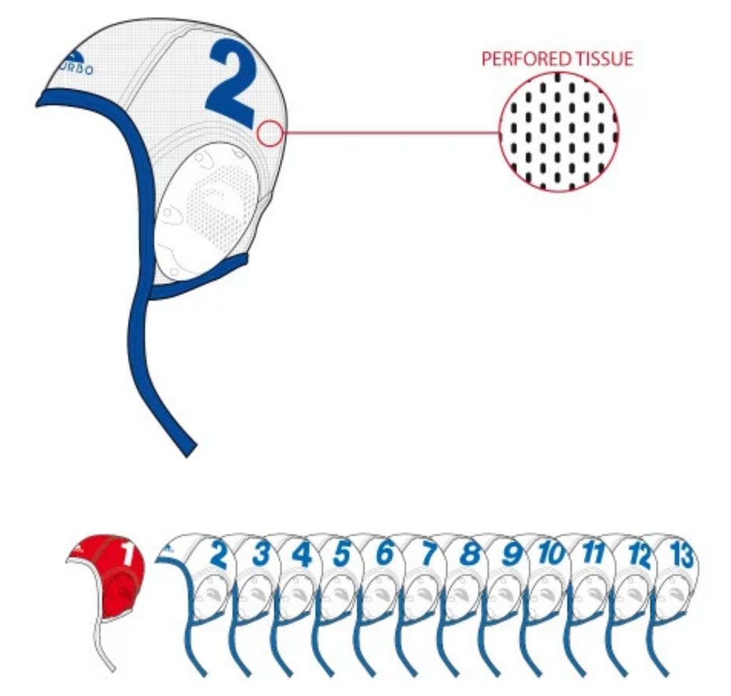 Turbo Next Generation - set of 28 customised water polo caps
