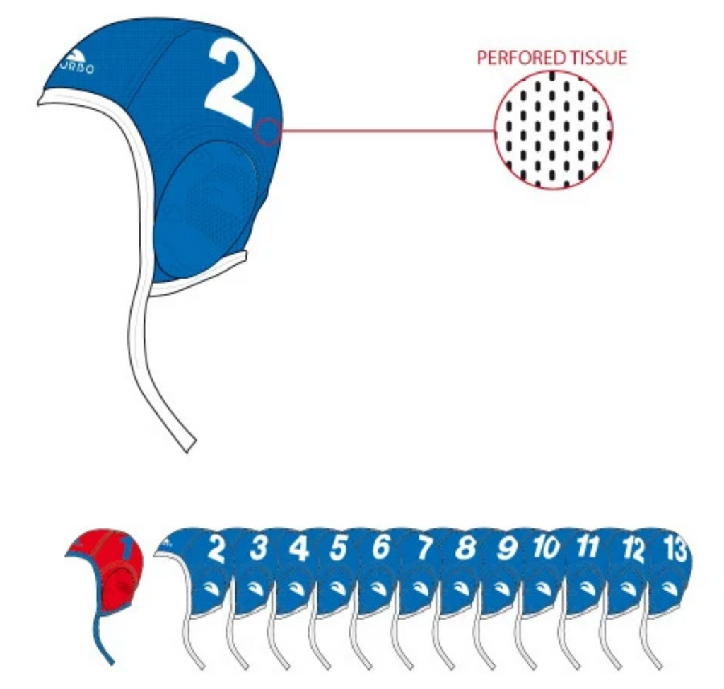 Turbo Next Generation - set of 28 customised water polo caps