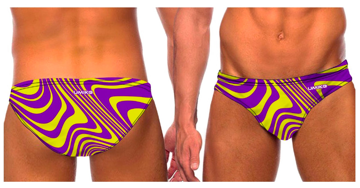 New 2026 - Water Polo Trunks - Umiko Wavy - Purple / Yellow