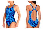 Umiko Blue Wavy – Swimming costume- Wide strap