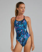 TYR Women's Durafast Elite® Crosscut Tie Back Marmaris - Blue/Pink