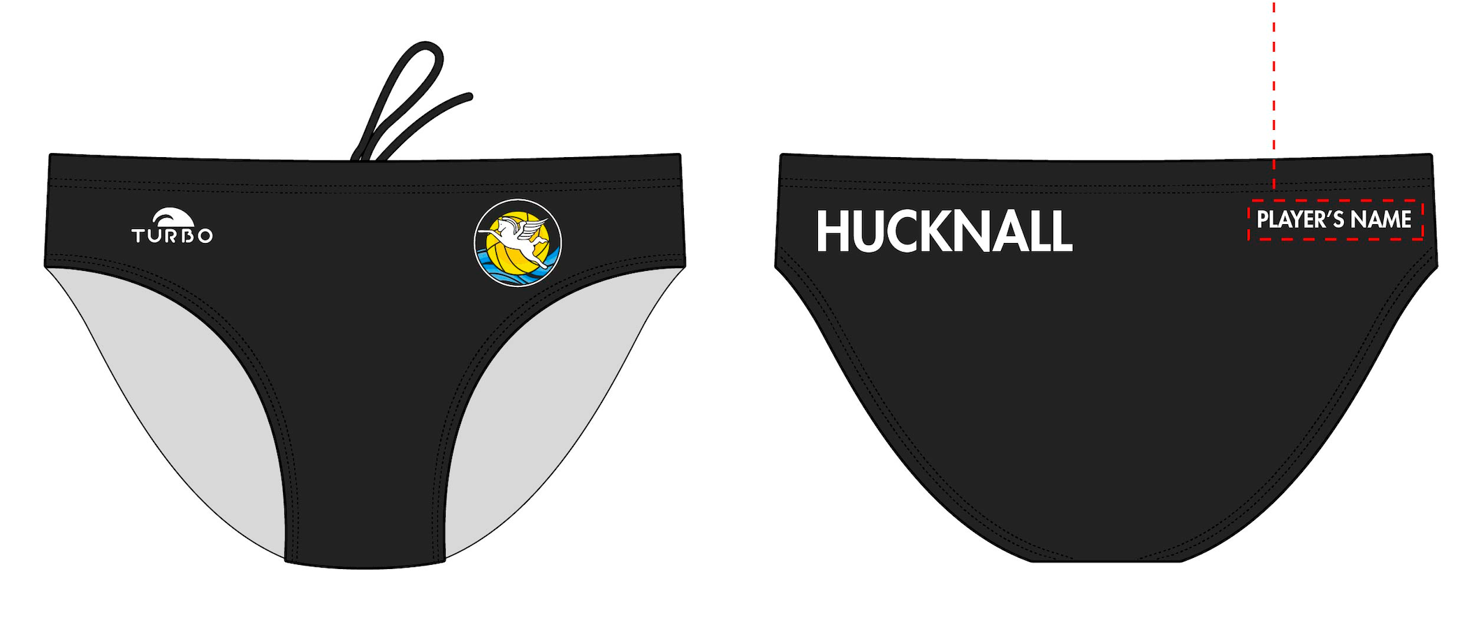 Hucknall - Black Water Polo Trunks - Turbo