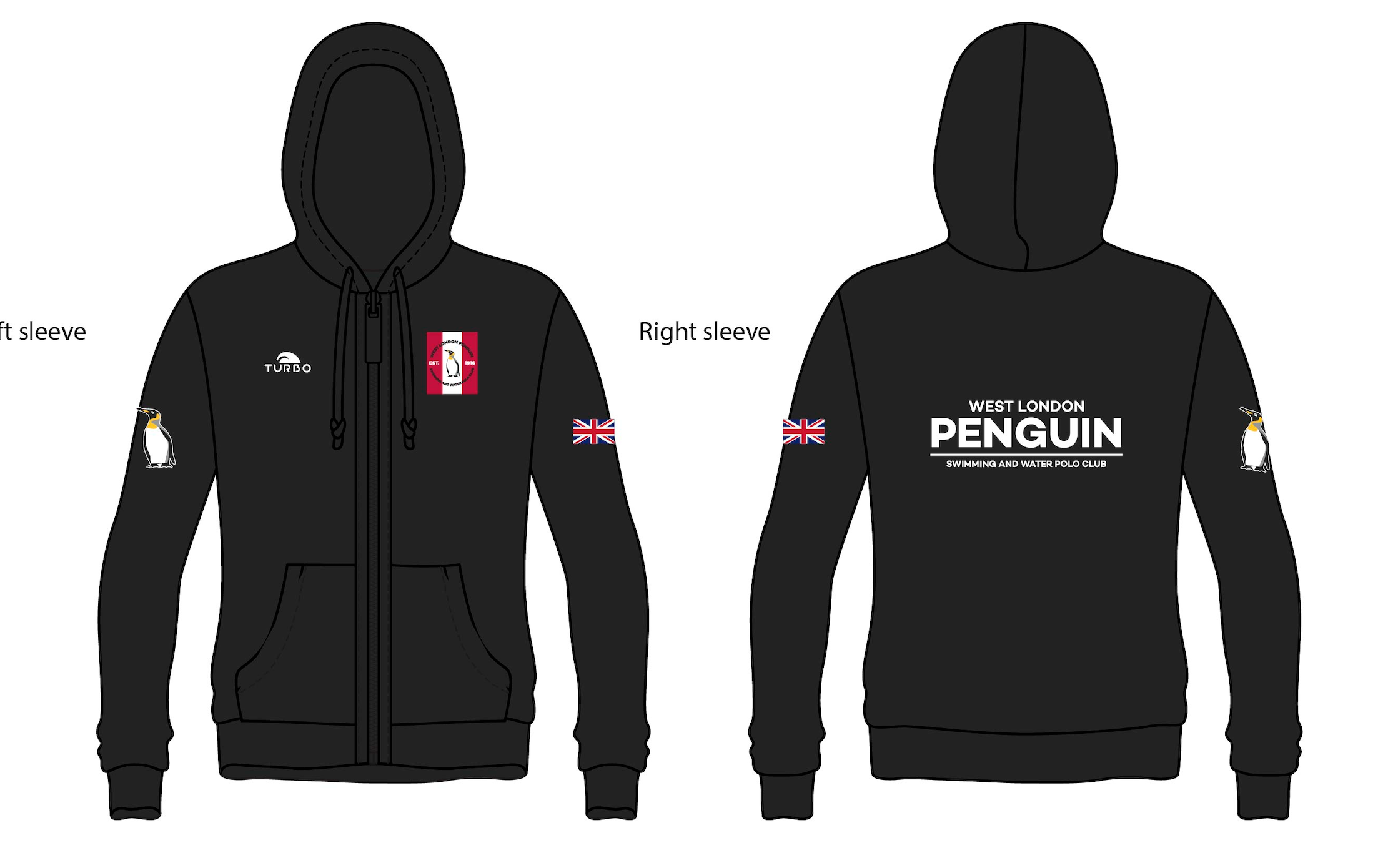 West London Penguin - Tech Zipped Hoodie - Turbo