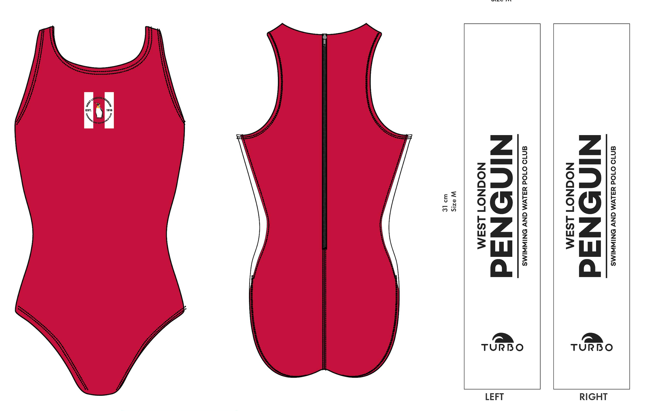 West London Penguin - Turbo Elite Water Polo Costume - Red