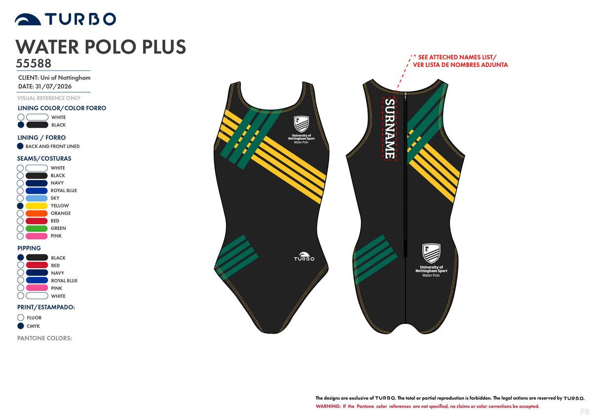 Nottingham Uni - Water Polo costume - Turbo