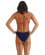 TYR DURAFAST ONE® WOMEN’S CROSSCUT TIEBACK SWIMSUIT – Navy/Pink image 0