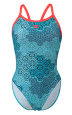 Arena Womens Camo Kikko Challenge Back One Piece- Red/Multi image 2