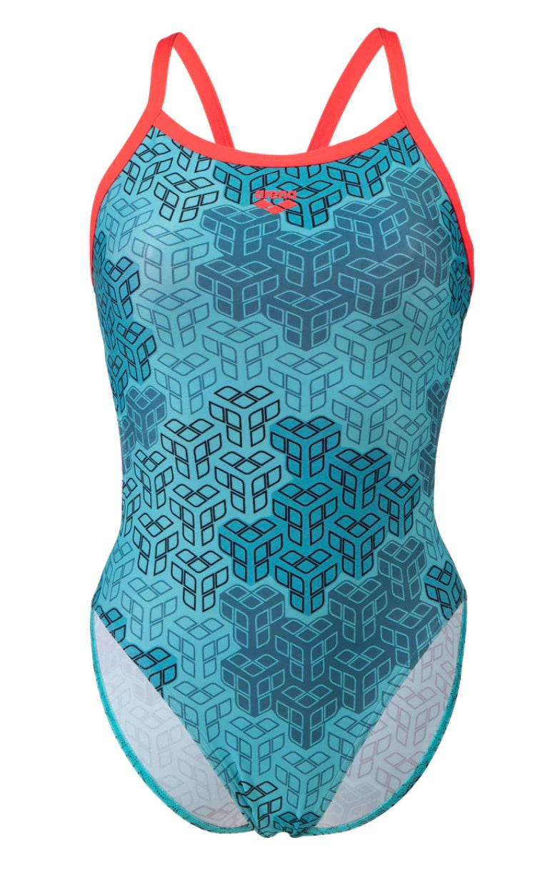 Arena Womens Camo Kikko Challenge Back One Piece- Red/Multi image 2