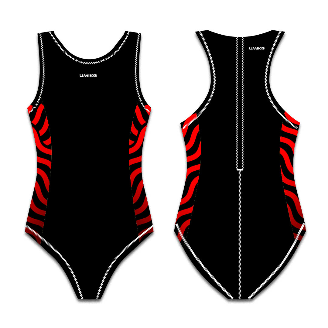 Comfy Skinz Side Panel – Water Polo Costume- Umiko - Black / Red image 3