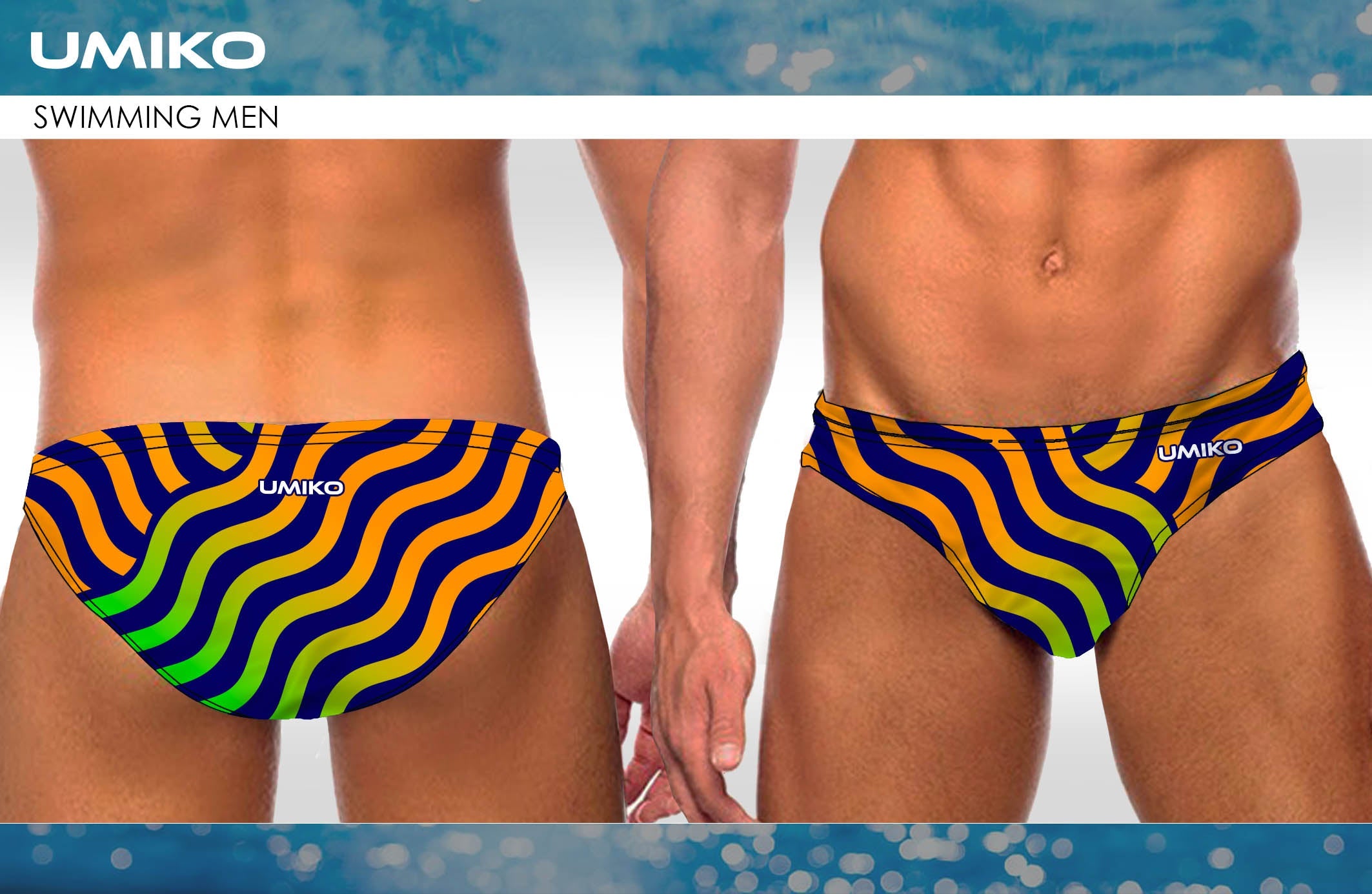 Ripple  Green / Orange Water polo trunks – Umiko image 0