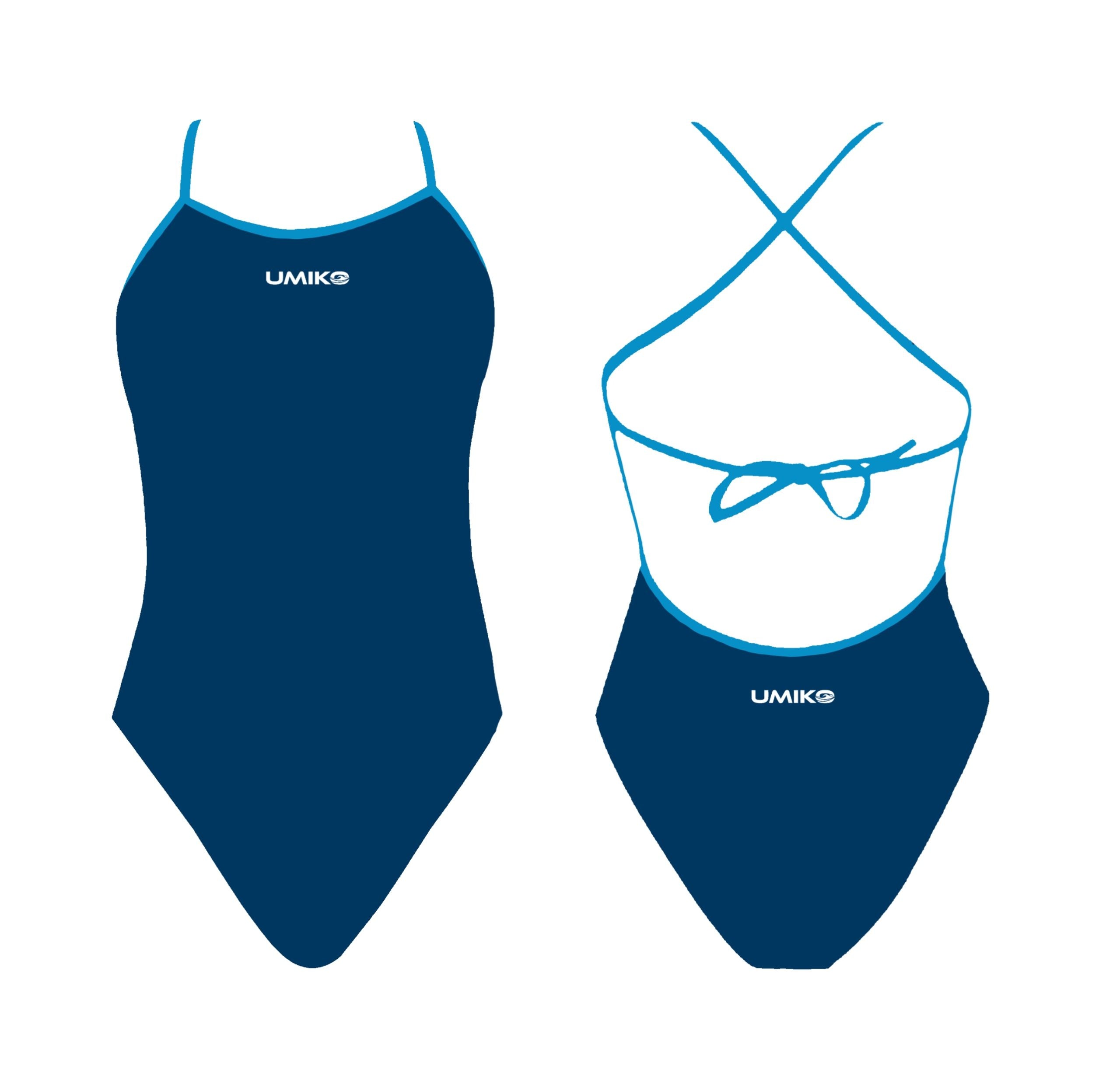 Umiko -  Two Tone Tie Back Swimming Costume - Navy/Light Blue image 0