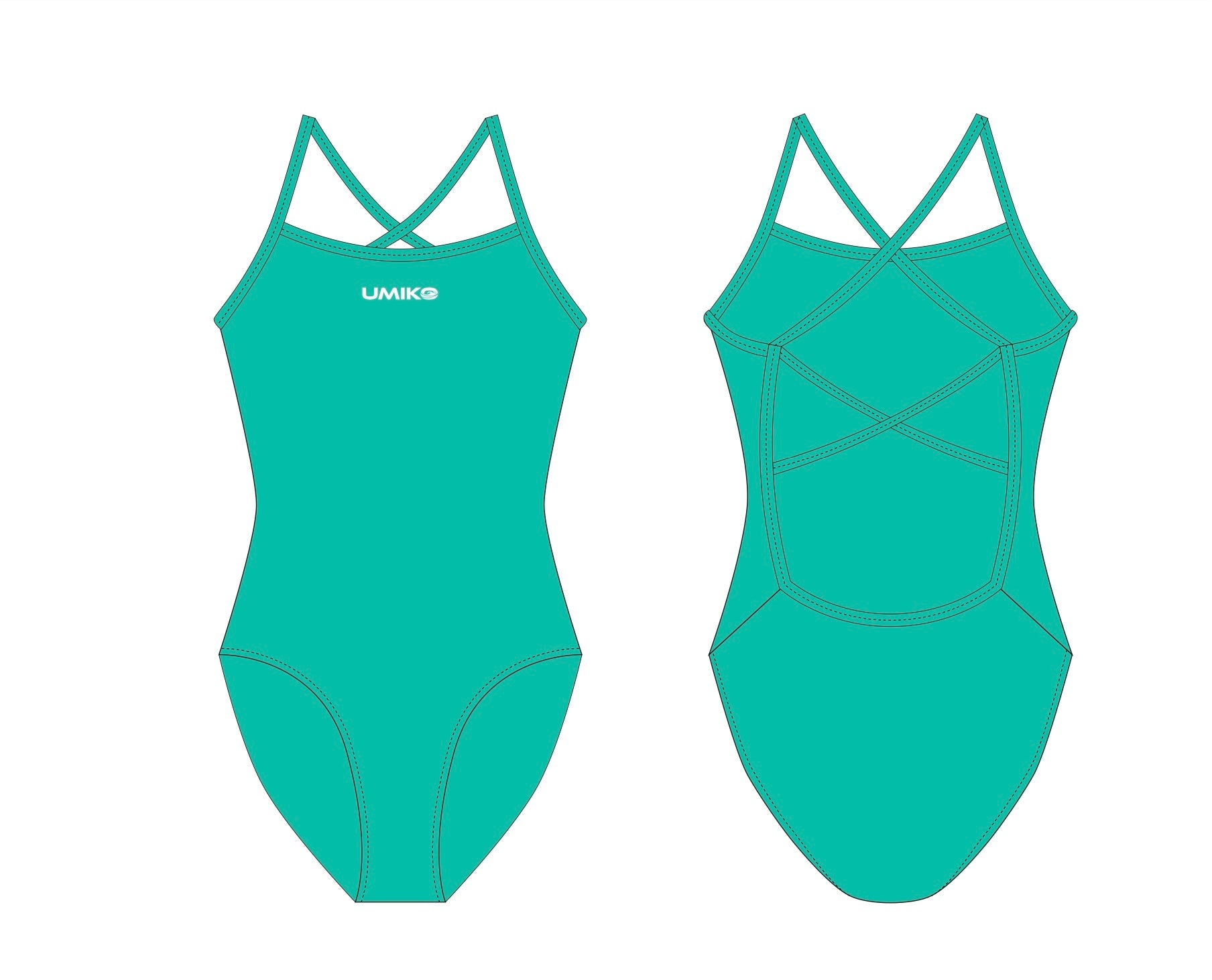 Umiko -  X Back Swimming Costume - Milos Green image 0