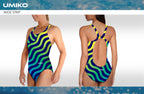 Umiko Green/Yellow Ripple – Swimming costume- Wide strap image 0